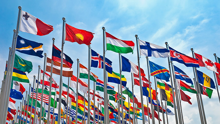 Flags representing countries served by the Atlanta Global Studies Center